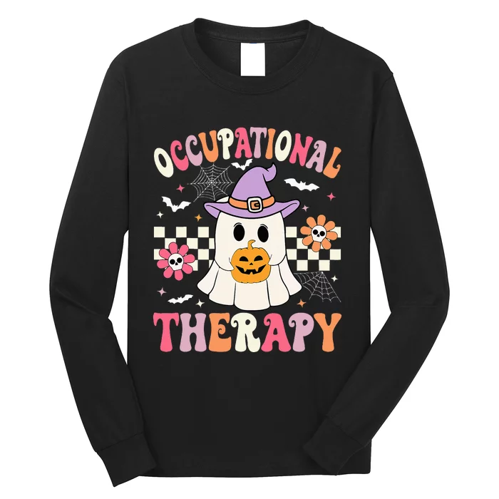 OT Occupational Therapy Halloween Retro Ghost OT Halloween Long Sleeve Shirt