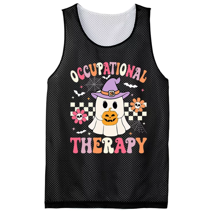 OT Occupational Therapy Halloween Retro Ghost OT Halloween Mesh Reversible Basketball Jersey Tank