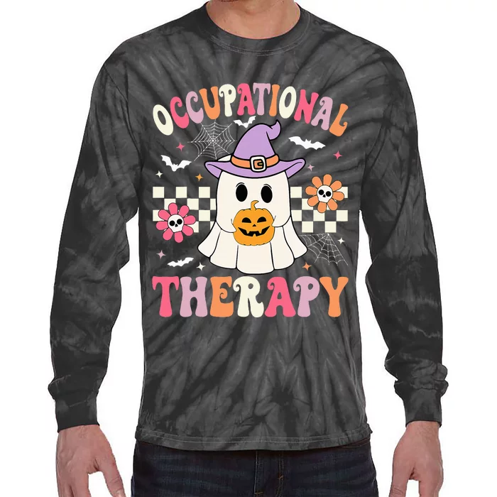 OT Occupational Therapy Halloween Retro Ghost OT Halloween Tie-Dye Long Sleeve Shirt