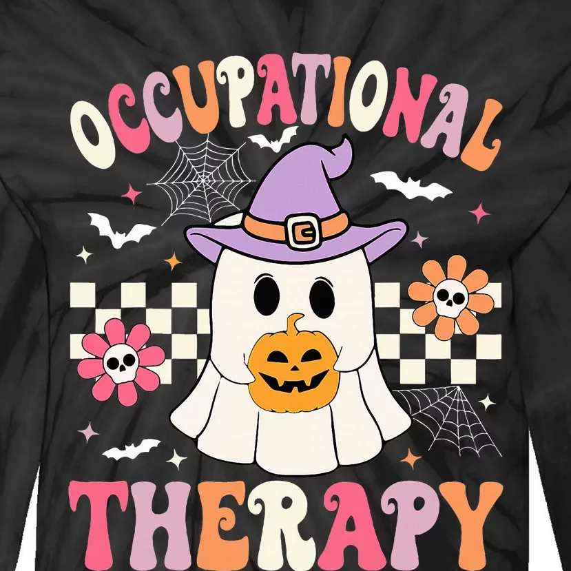 OT Occupational Therapy Halloween Retro Ghost OT Halloween Tie-Dye Long Sleeve Shirt