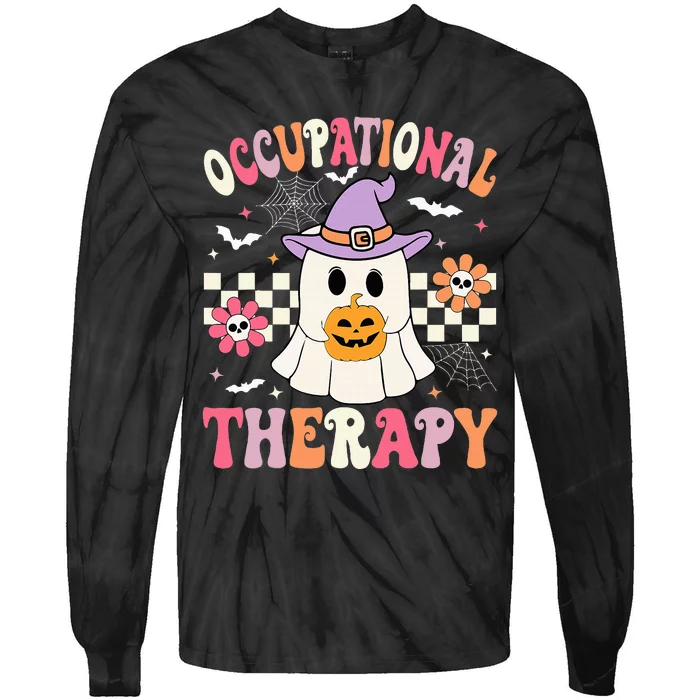 OT Occupational Therapy Halloween Retro Ghost OT Halloween Tie-Dye Long Sleeve Shirt