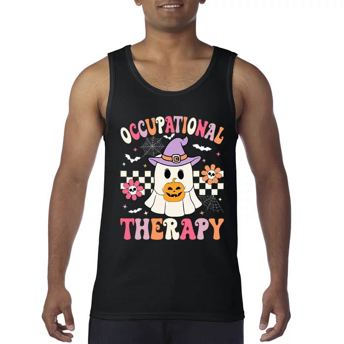 OT Occupational Therapy Halloween Retro Ghost OT Halloween Tank Top