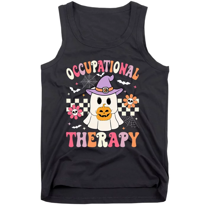 OT Occupational Therapy Halloween Retro Ghost OT Halloween Tank Top