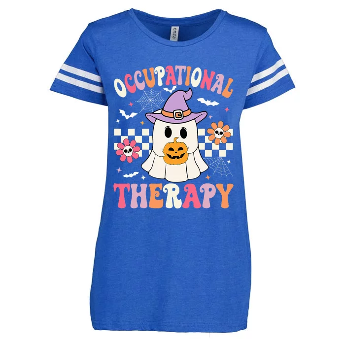 OT Occupational Therapy Halloween Retro Ghost OT Halloween Enza Ladies Jersey Football T-Shirt