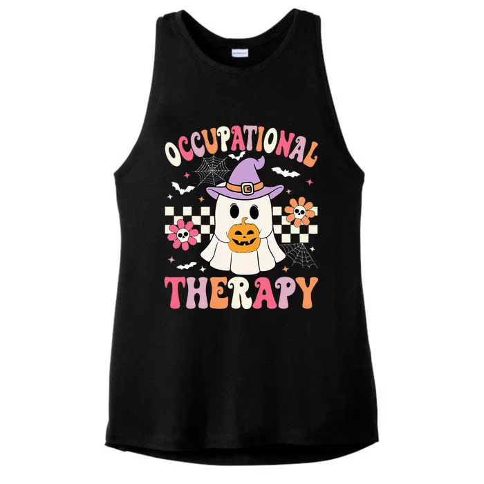 Ot Occupational Therapy Halloween Retro Ghost Ot Halloween Ladies Tri-Blend Wicking Tank