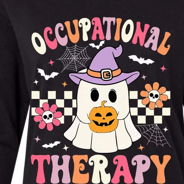 Ot Occupational Therapy Halloween Retro Ghost Ot Halloween Womens Cotton Relaxed Long Sleeve T-Shirt