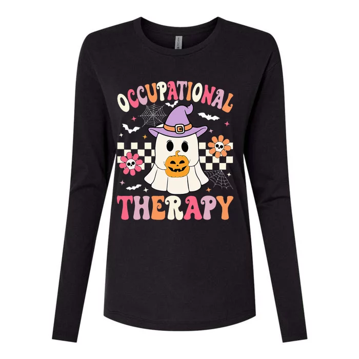 Ot Occupational Therapy Halloween Retro Ghost Ot Halloween Womens Cotton Relaxed Long Sleeve T-Shirt