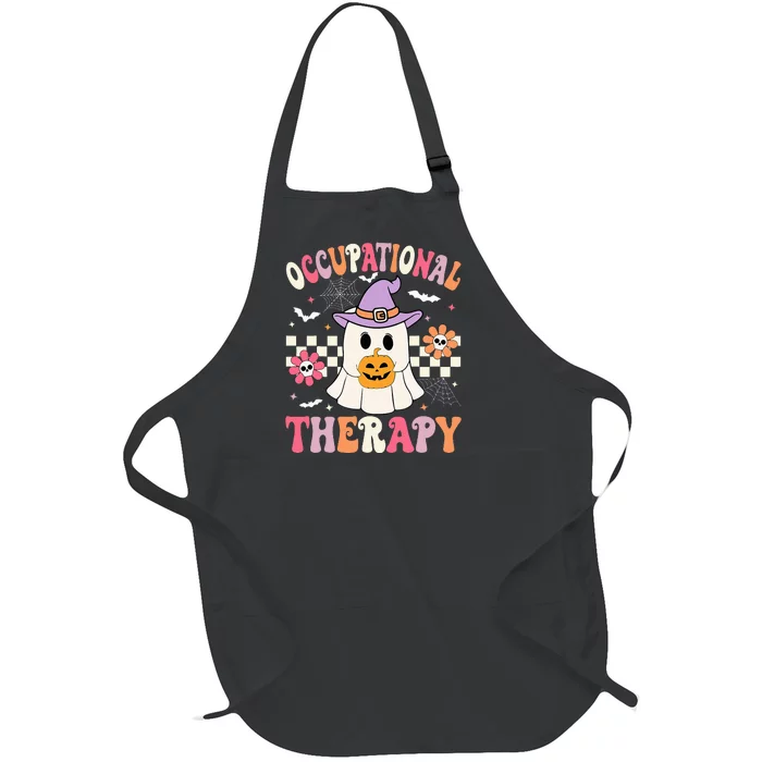 Ot Occupational Therapy Halloween Retro Ghost Ot Halloween Full-Length Apron With Pocket