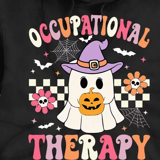 Ot Occupational Therapy Halloween Retro Ghost Ot Halloween Tie Dye Hoodie