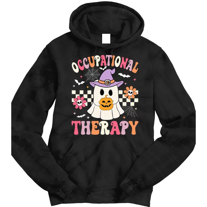 Ot Occupational Therapy Halloween Retro Ghost Ot Halloween Tie Dye Hoodie