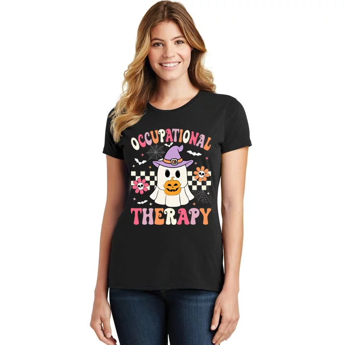 Ot Occupational Therapy Halloween Retro Ghost Ot Halloween Women's T-Shirt