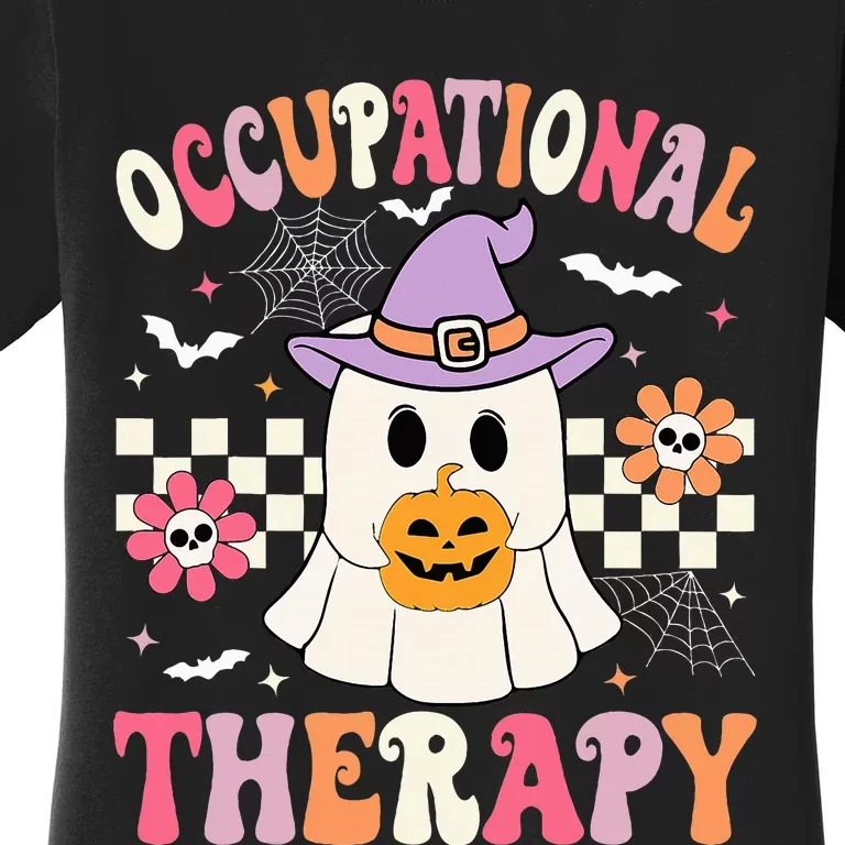 Ot Occupational Therapy Halloween Retro Ghost Ot Halloween Women's T-Shirt