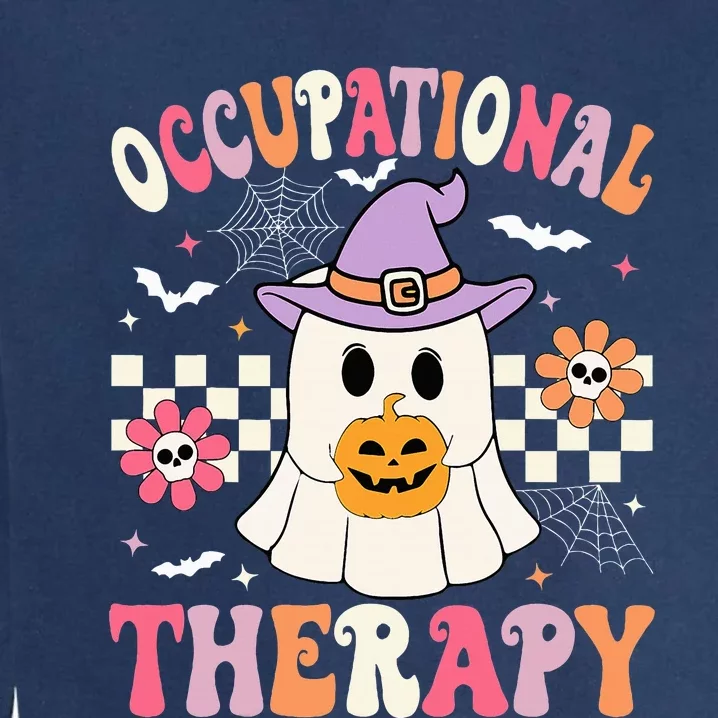 Ot Occupational Therapy Halloween Retro Ghost Ot Halloween Garment-Dyed Sweatshirt