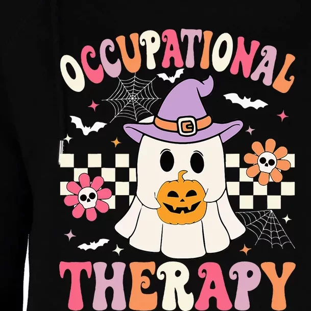 Ot Occupational Therapy Halloween Retro Ghost Ot Halloween Womens Funnel Neck Pullover Hood