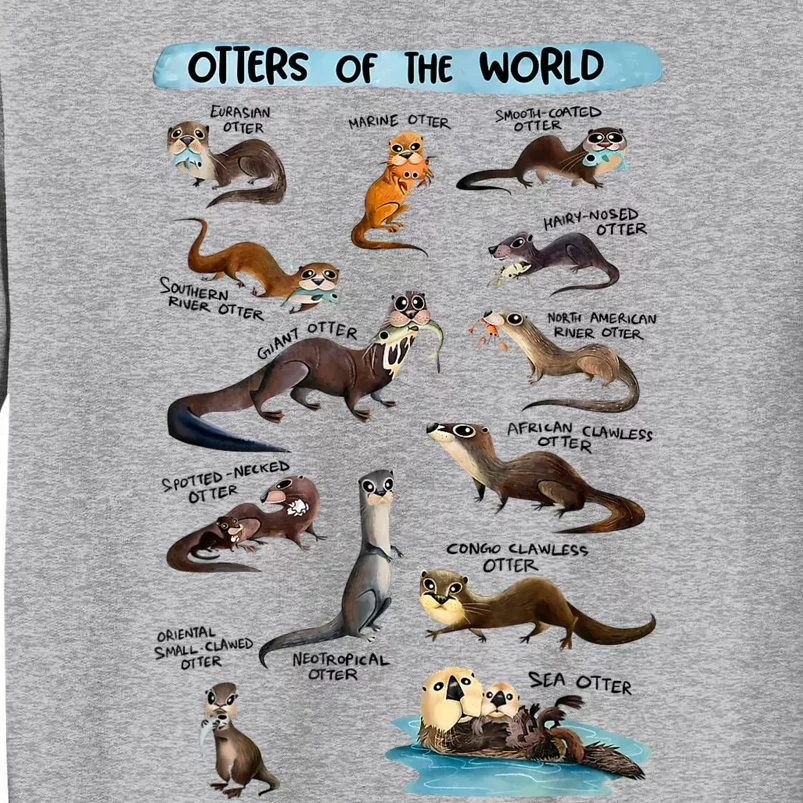 Otters Of The World Sea Otter Giant Otter Lovers Educational Tall Sweatshirt