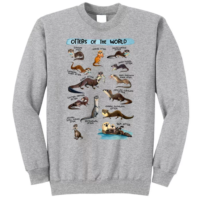 Otters Of The World Sea Otter Giant Otter Lovers Educational Tall Sweatshirt