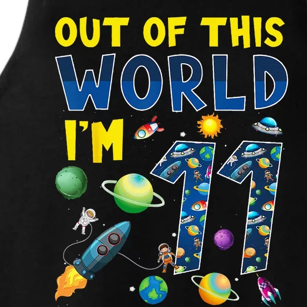 Out Of This World Im 11 Space Rocket Birthday Party 11th Ladies Tri-Blend Wicking Tank