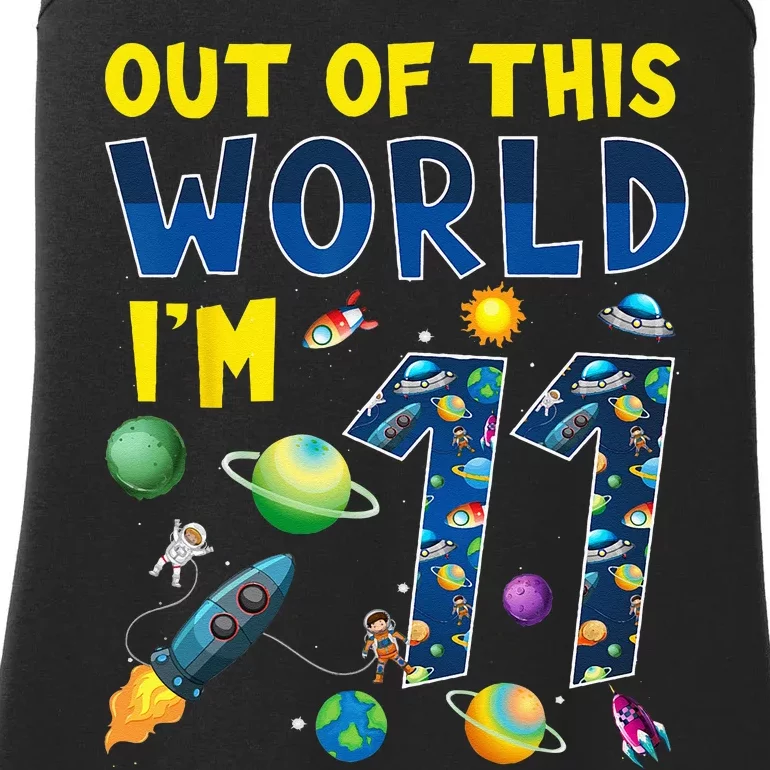 Out Of This World Im 11 Space Rocket Birthday Party 11th Ladies Essential Tank