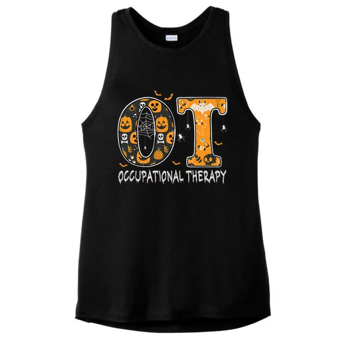 OT Occupational Therapy Therapist Halloween OTA Spooky Ladies Tri-Blend Wicking Tank