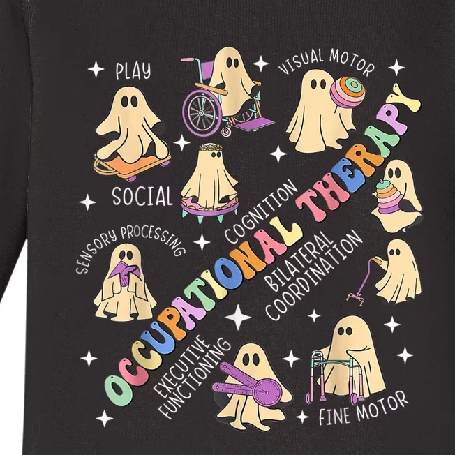 Ot Occupational Therapy Therapist Halloween Spooky Ota Ghost Baby Long Sleeve Bodysuit