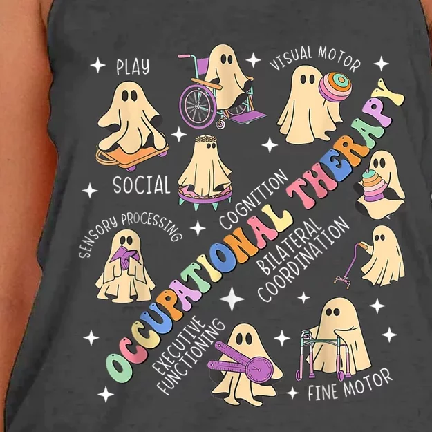 Ot Occupational Therapy Therapist Halloween Spooky Ota Ghost Women's Knotted Racerback Tank