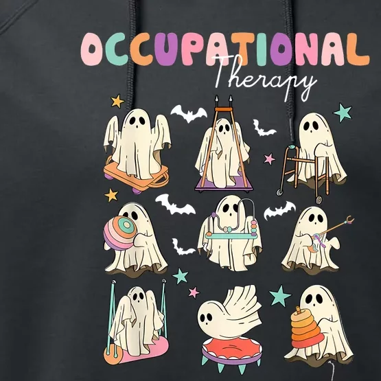 Ot Occupational Therapy Halloween Retro Ghost Ot Halloween Performance Fleece Hoodie