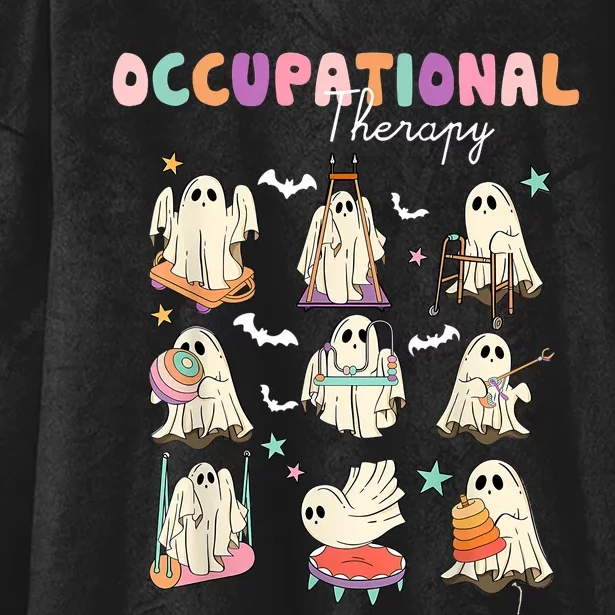 Ot Occupational Therapy Halloween Retro Ghost Ot Halloween Hooded Wearable Blanket