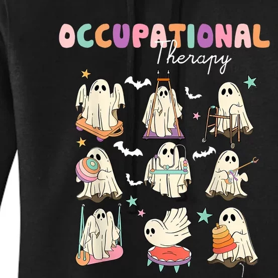 Ot Occupational Therapy Halloween Retro Ghost Ot Halloween Women's Pullover Hoodie