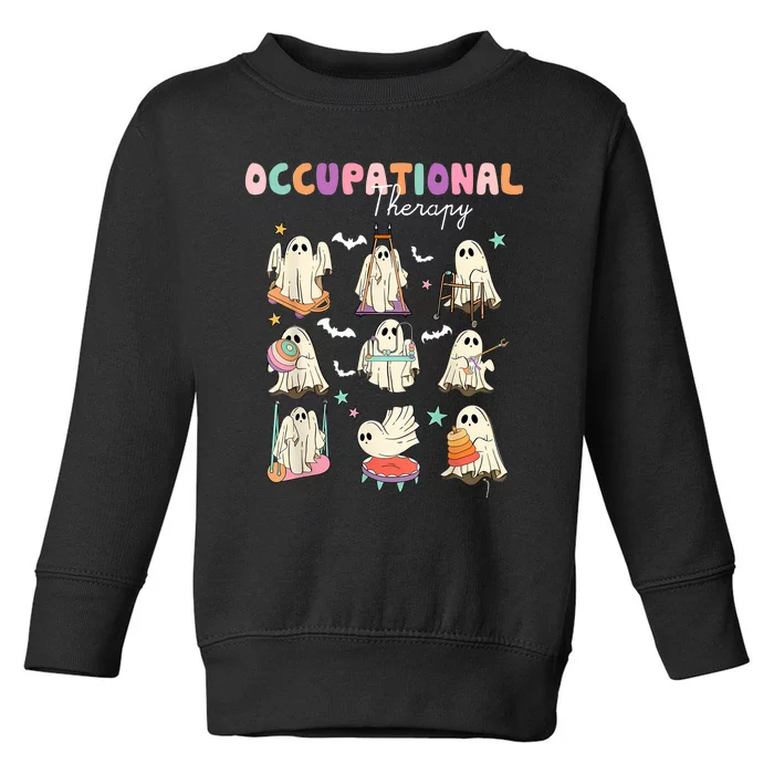 Ot Occupational Therapy Halloween Retro Ghost Ot Halloween Toddler Sweatshirt