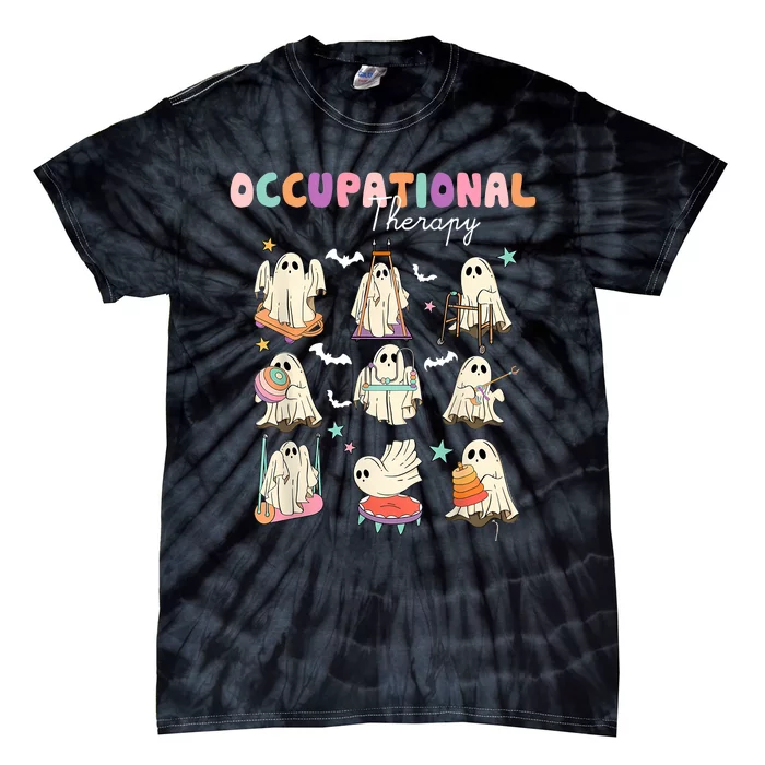 Ot Occupational Therapy Halloween Retro Ghost Ot Halloween Tie-Dye T-Shirt