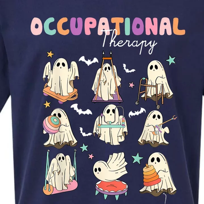 Ot Occupational Therapy Halloween Retro Ghost Ot Halloween Sueded Cloud Jersey T-Shirt