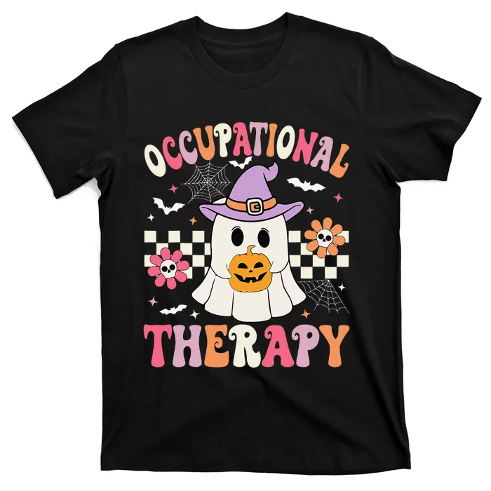 Ot Occupational Therapy Halloween Retro Ghost Ot Halloween T-Shirt