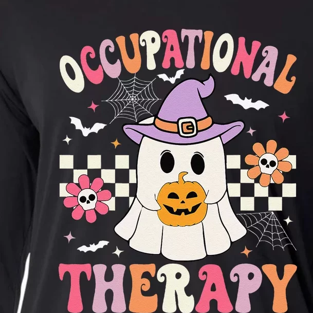 Ot Occupational Therapy Halloween Retro Ghost Ot Halloween Cooling Performance Long Sleeve Crew