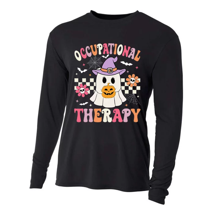 Ot Occupational Therapy Halloween Retro Ghost Ot Halloween Cooling Performance Long Sleeve Crew