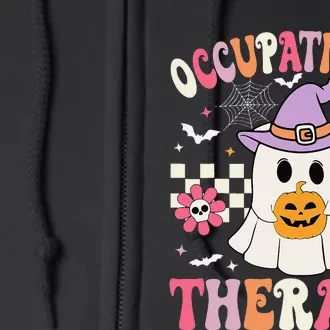 Ot Occupational Therapy Halloween Retro Ghost Ot Halloween Full Zip Hoodie