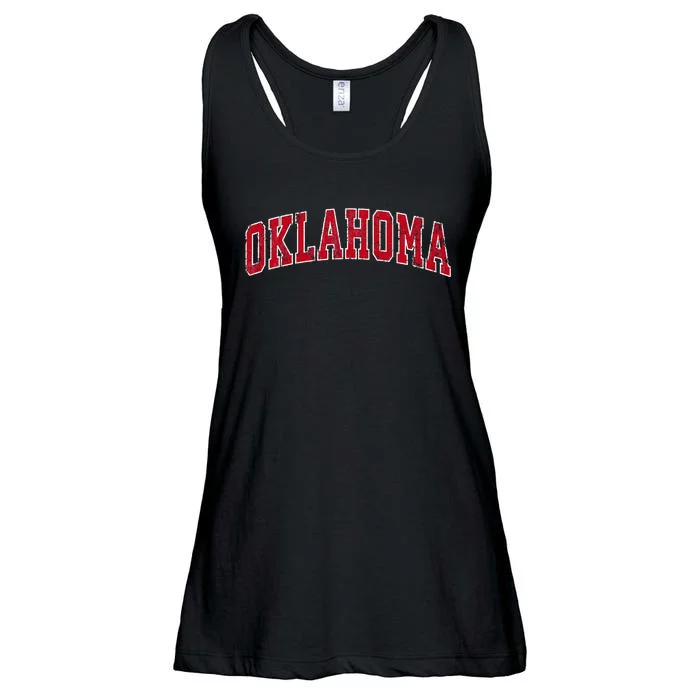 Oklahoma Ok Vintage Sports Design Red Design Ladies Essential Flowy Tank