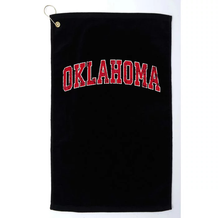 Oklahoma Ok Vintage Sports Design Red Design Platinum Collection Golf Towel