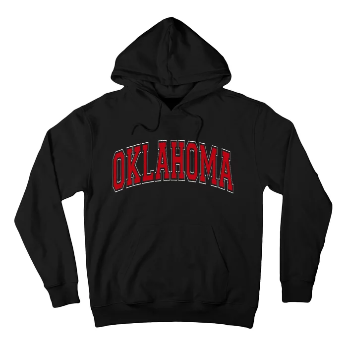 Oklahoma Ok Varsity Style Red Text Hoodie