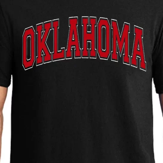 Oklahoma Ok Varsity Style Red Text Pajama Set