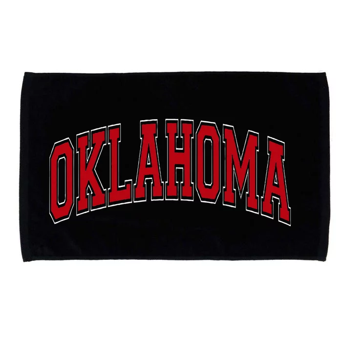 Oklahoma Ok Varsity Style Red Text Microfiber Hand Towel