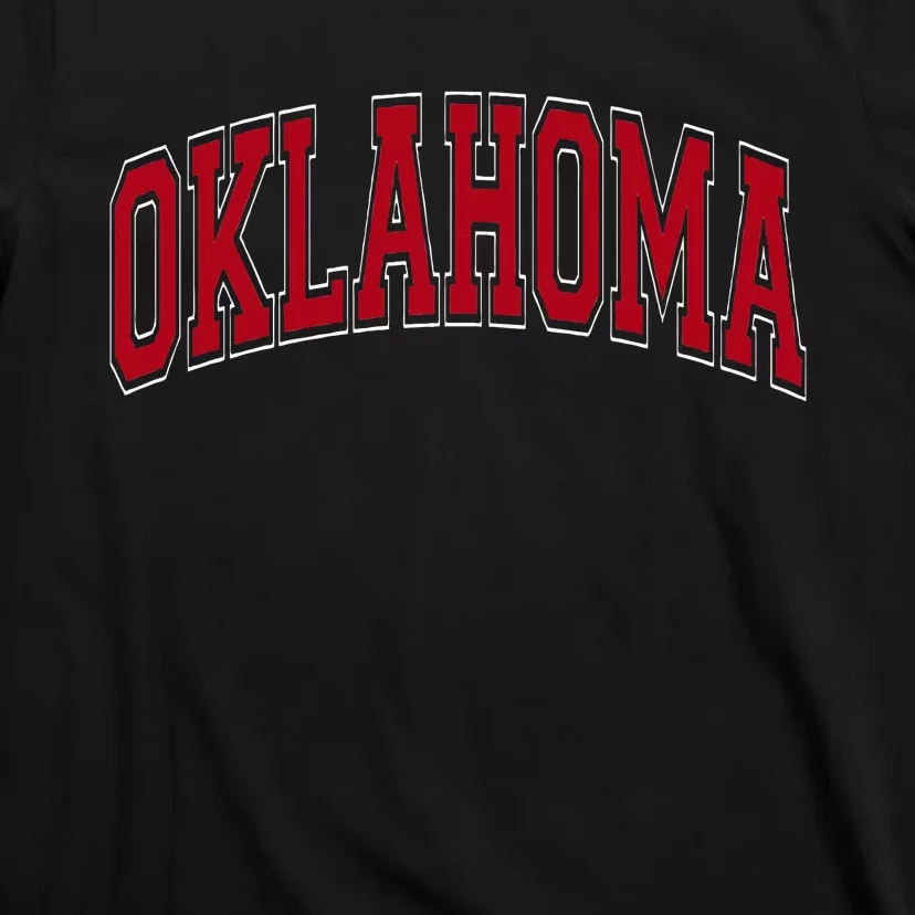 Oklahoma OK Varsity Style Red Text T-Shirt