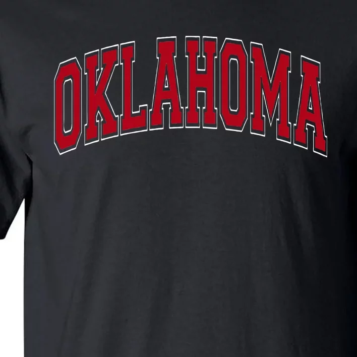 Oklahoma OK Varsity Style Red Text Tall T-Shirt