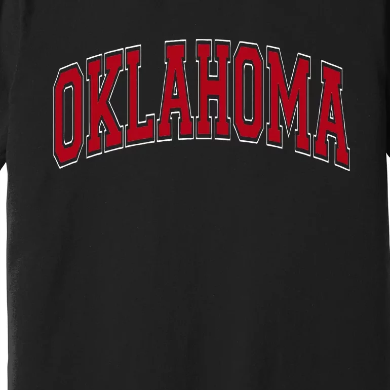 Oklahoma OK Varsity Style Red Text Premium T-Shirt