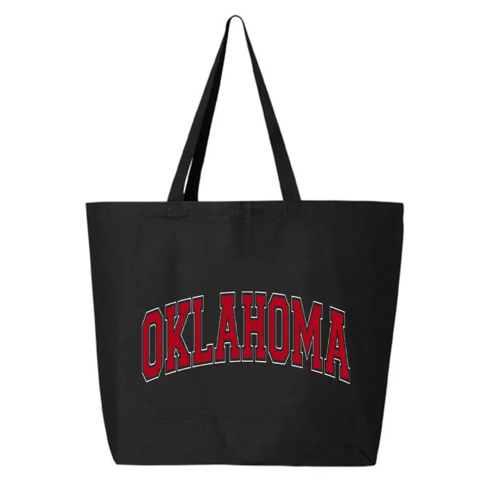 Oklahoma OK Varsity Style Red Text 25L Jumbo Tote