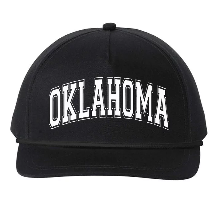 Oklahoma Ok Varsity Style White Text Snapback Five-Panel Rope Hat