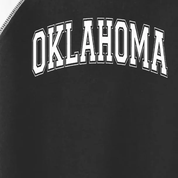 Oklahoma Ok Varsity Style White Text Toddler Fine Jersey T-Shirt