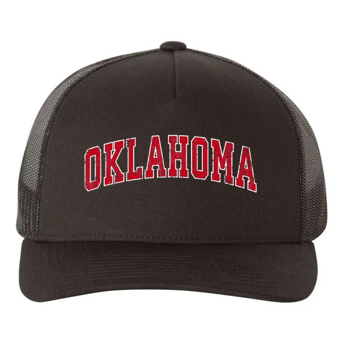 Oklahoma Ok Vintage Sports Design Red Design Yupoong Adult 5-Panel Trucker Hat