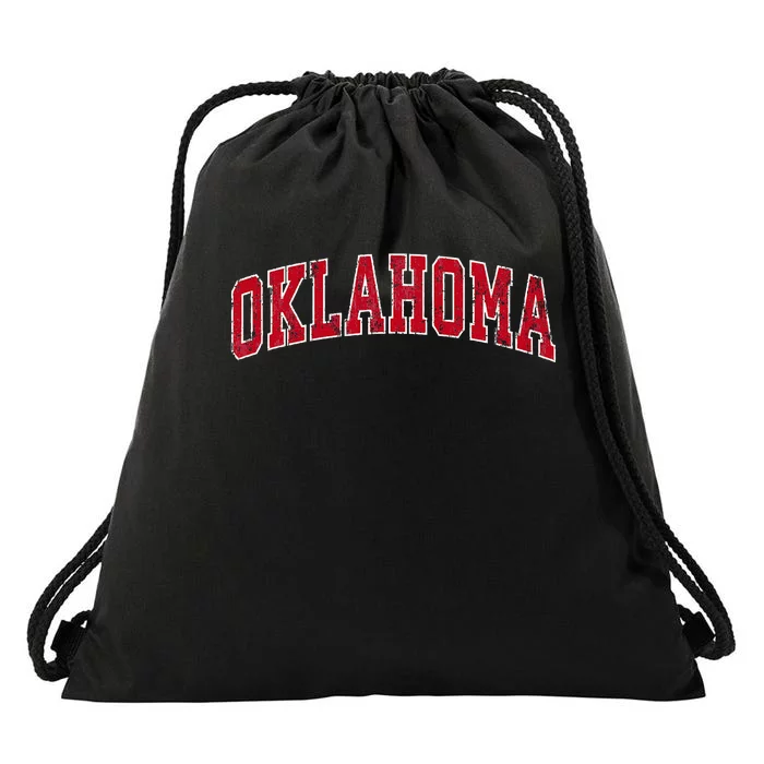 Oklahoma Ok Vintage Sports Design Red Design Drawstring Bag