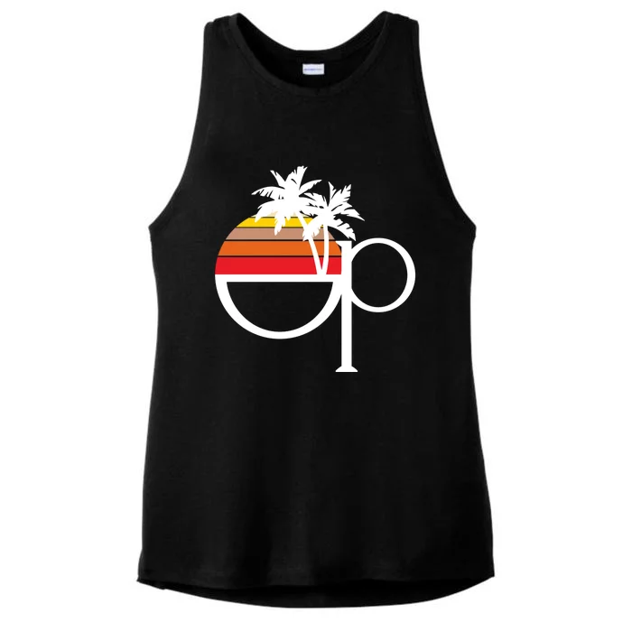 Ocean Pacific 80s Retro Sunset Ladies Tri-Blend Wicking Tank