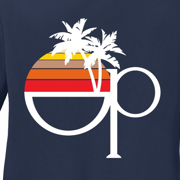 Ocean Pacific 80s Retro Sunset Ladies Missy Fit Long Sleeve Shirt